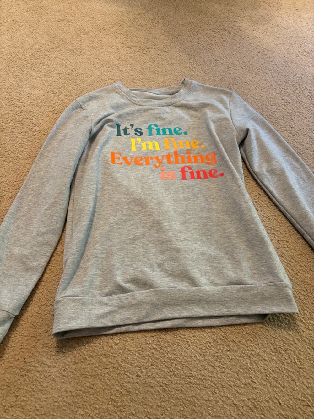 Gray Graphic Sweatshirt "It's fine. I'm fine. Everything is fine."